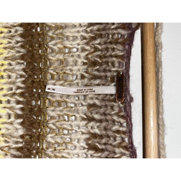 Free People Limbo Knit Crop Alpaca Blend Boho Stripe Multi Brown Women's Size M - Picture 5 of 9